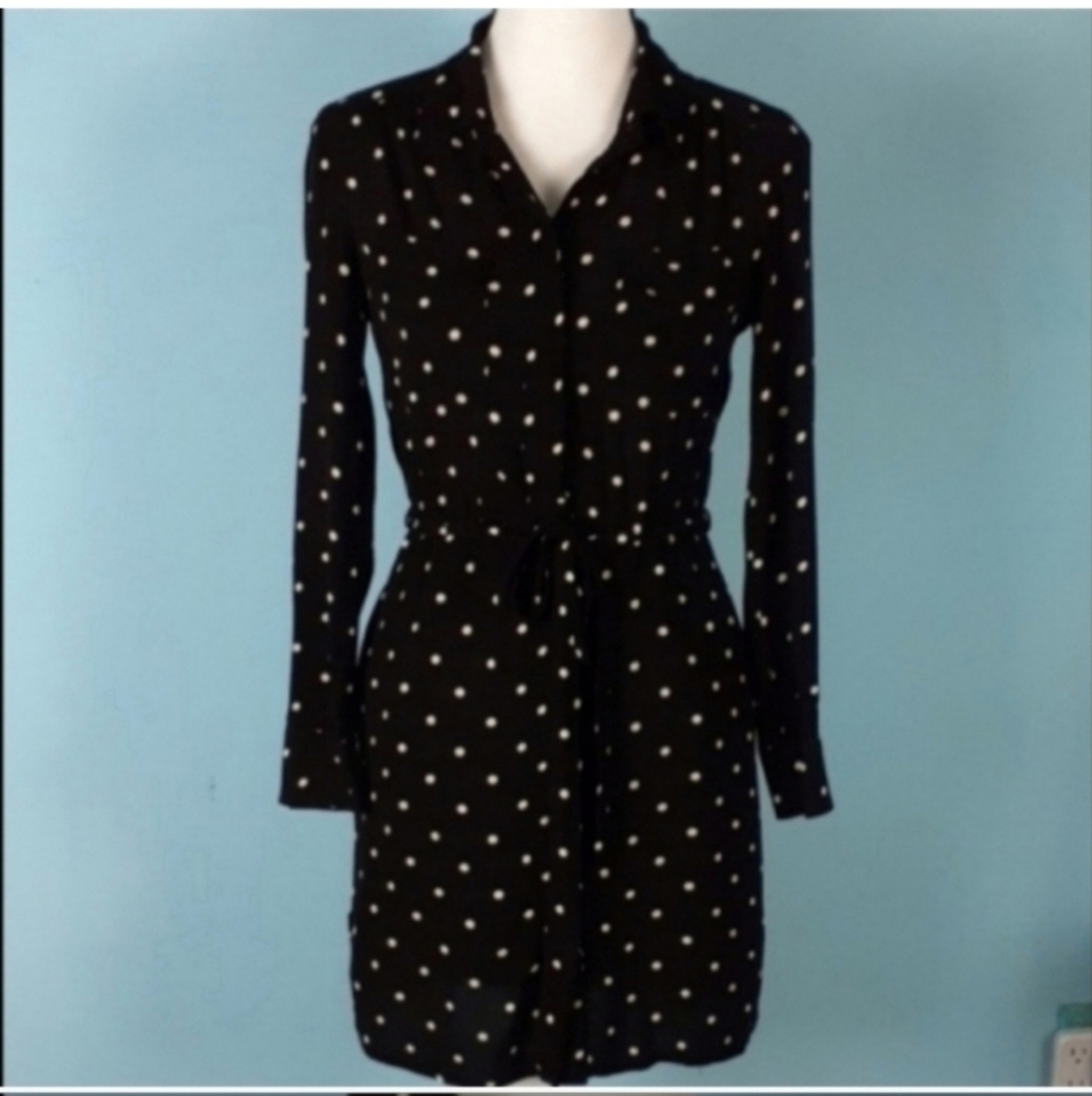Madewell Broadway and Broome shirt dress pockets polkadots XS